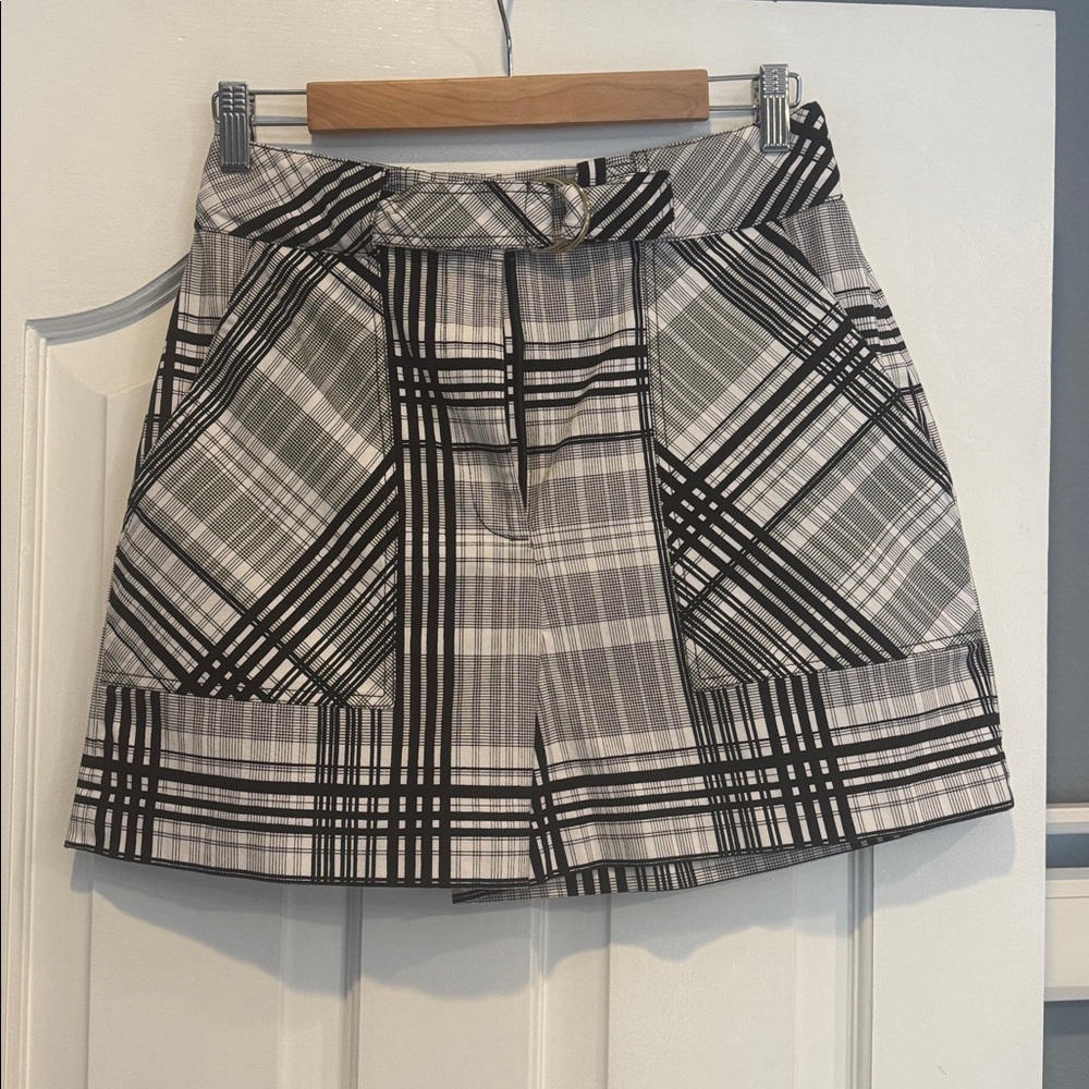 Diane Von Furstenberg Black and White Plaid Shorts